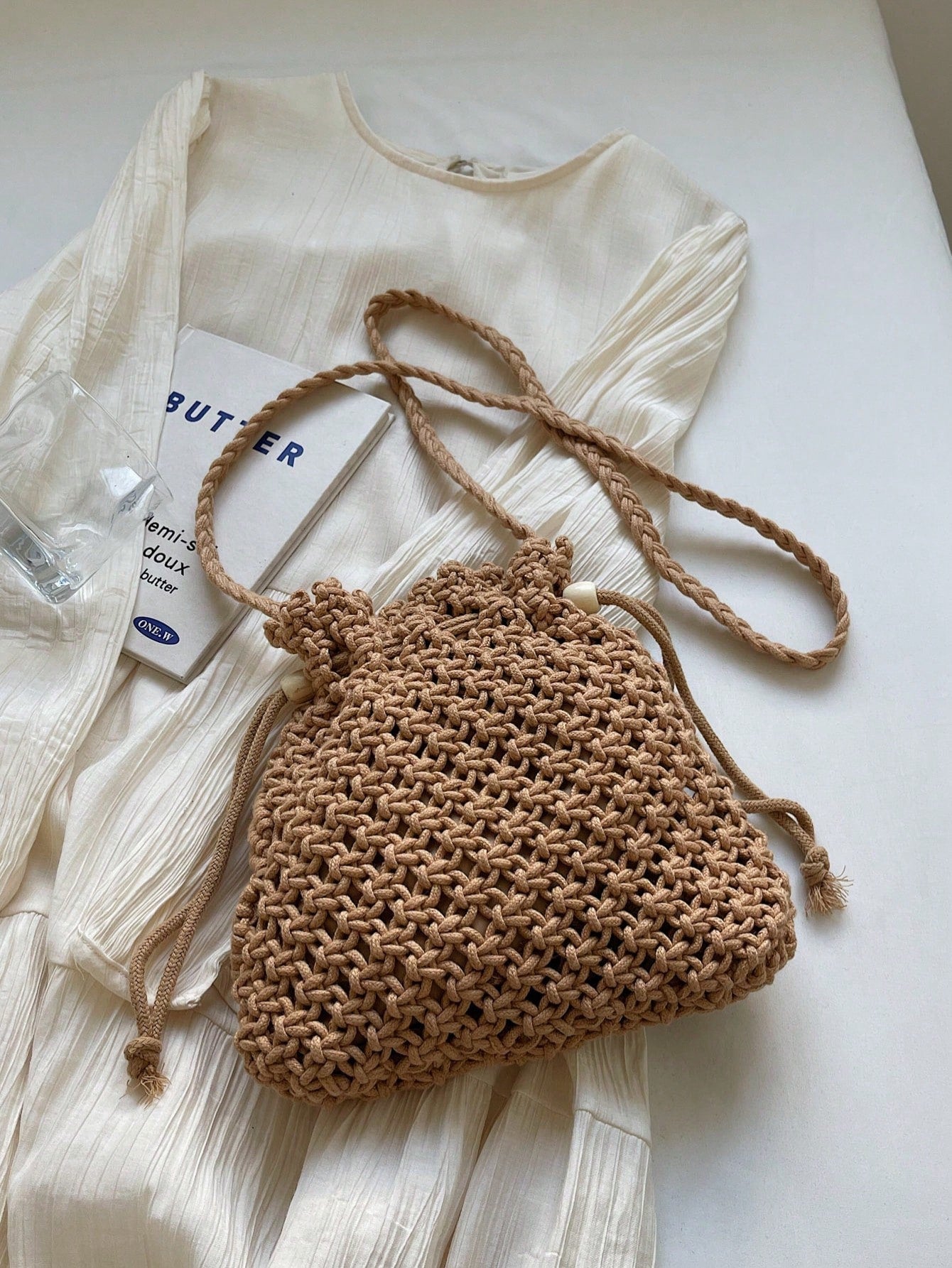Handwoven Small Crossbody Bag For Women, New Woven Messenger Bag, Niche Beach Casual Shoulder Bag, Mini Square Envelope Bag, Crossbody Bag, Suitable For Beach Resort