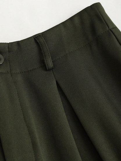 Sweetra Vintage Elegant Jacquard Pleated Wide-Leg Pants For Women, Autumn/Winter Fall Cloth For Women