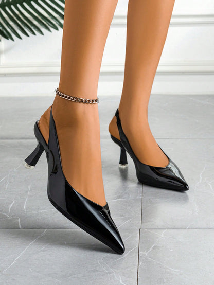 Women's Simple Fashion Casual Mid-Heel Backless Pumps, Suitable For Work, Wedding And Commute