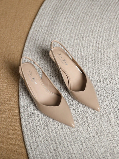 Women's Simple Fashion Casual Mid-Heel Backless Pumps, Suitable For Work, Wedding And Commute