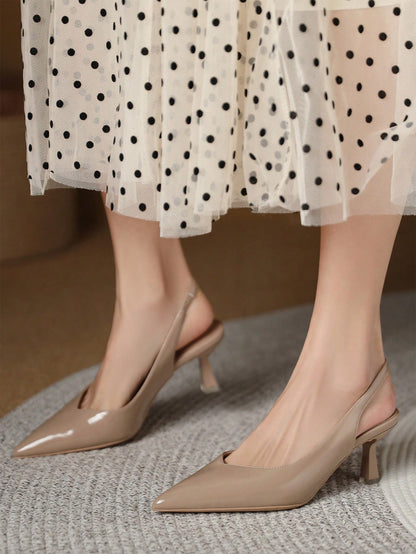 Women's Simple Fashion Casual Mid-Heel Backless Pumps, Suitable For Work, Wedding And Commute