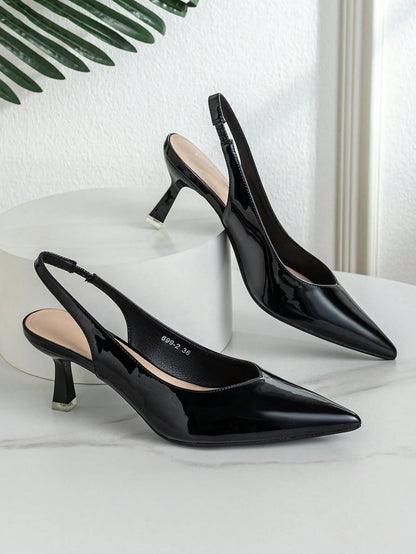 Women's Simple Fashion Casual Mid-Heel Backless Pumps, Suitable For Work, Wedding And Commute