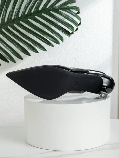 Women's Simple Fashion Casual Mid-Heel Backless Pumps, Suitable For Work, Wedding And Commute