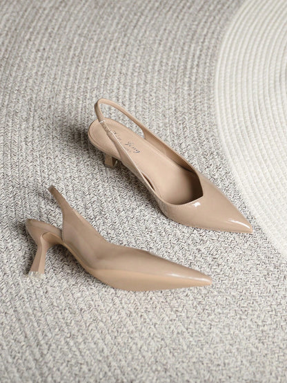 Women's Simple Fashion Casual Mid-Heel Backless Pumps, Suitable For Work, Wedding And Commute
