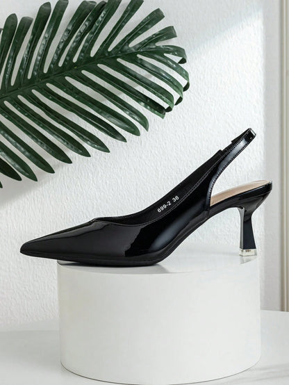 Women's Simple Fashion Casual Mid-Heel Backless Pumps, Suitable For Work, Wedding And Commute