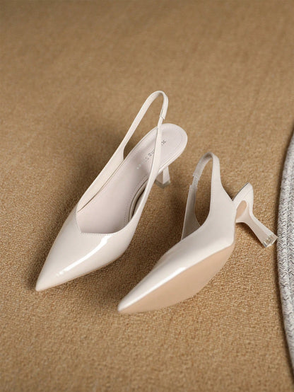 Women's Simple Fashion Casual Mid-Heel Backless Pumps, Suitable For Work, Wedding And Commute
