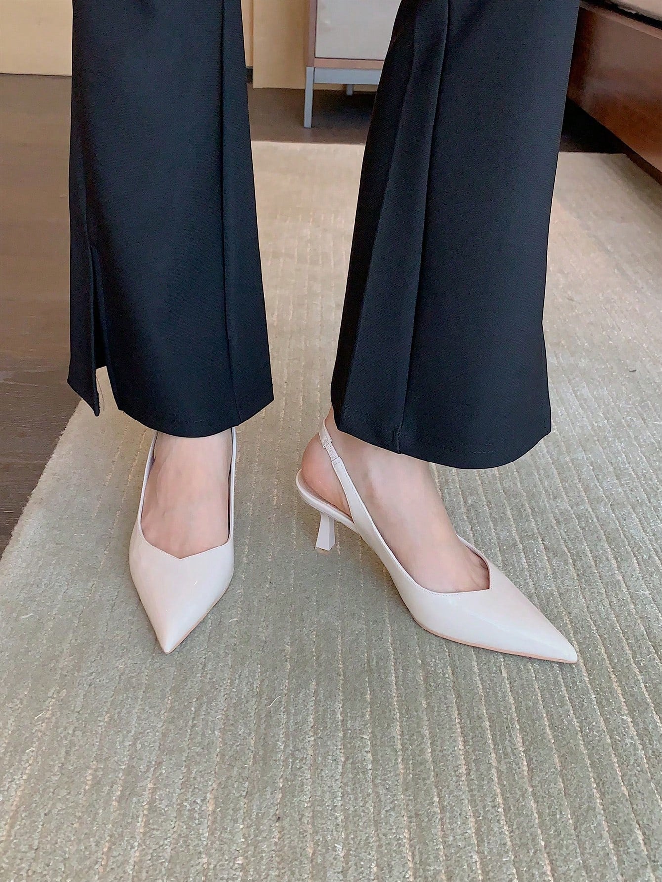 Women's Simple Fashion Casual Mid-Heel Backless Pumps, Suitable For Work, Wedding And Commute