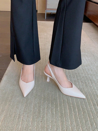 Women's Simple Fashion Casual Mid-Heel Backless Pumps, Suitable For Work, Wedding And Commute