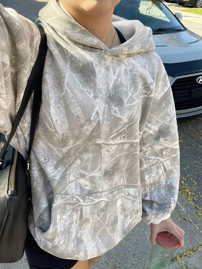 INAWLY Women's Casual Branch Print Long Sleeve Loose Hooded Sweatshirt,Graduation,Teacher,Back To School Pullover Fall