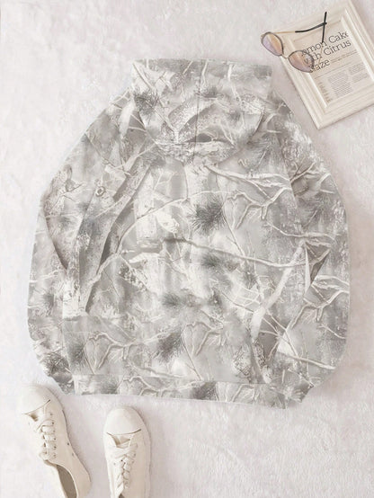 INAWLY Women's Casual Branch Print Long Sleeve Loose Hooded Sweatshirt,Graduation,Teacher,Back To School Pullover Fall