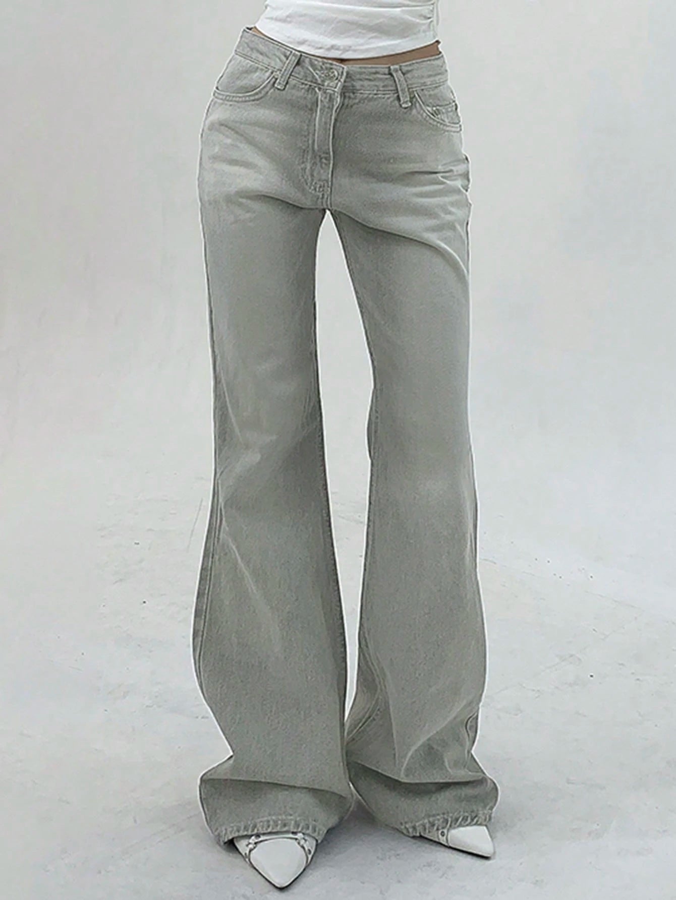 DAZY Women Casual Pocketed Denim Flared Pants