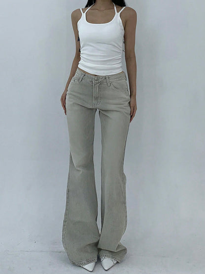 DAZY Women Casual Pocketed Denim Flared Pants