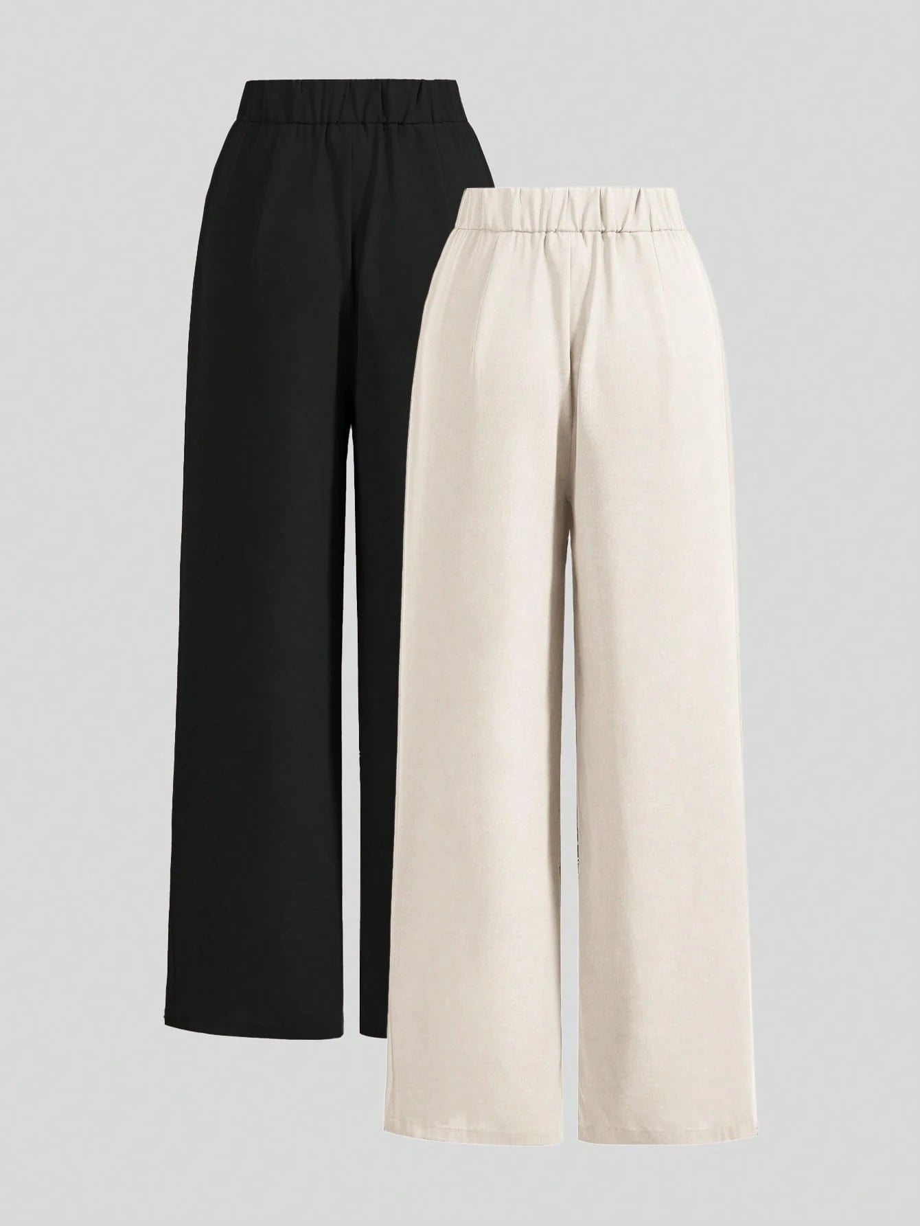 Poéselle Summer High-Waisted Pants Multi-Piece Set, Wide Leg Pants High Waist Fold Pleated Wide Leg Pants, Pants, Loose Fit, Long Pants