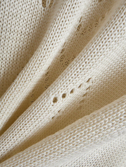 EMERY ROSE Women's Vacation Casual Solid Color Hollow Out Knit Top