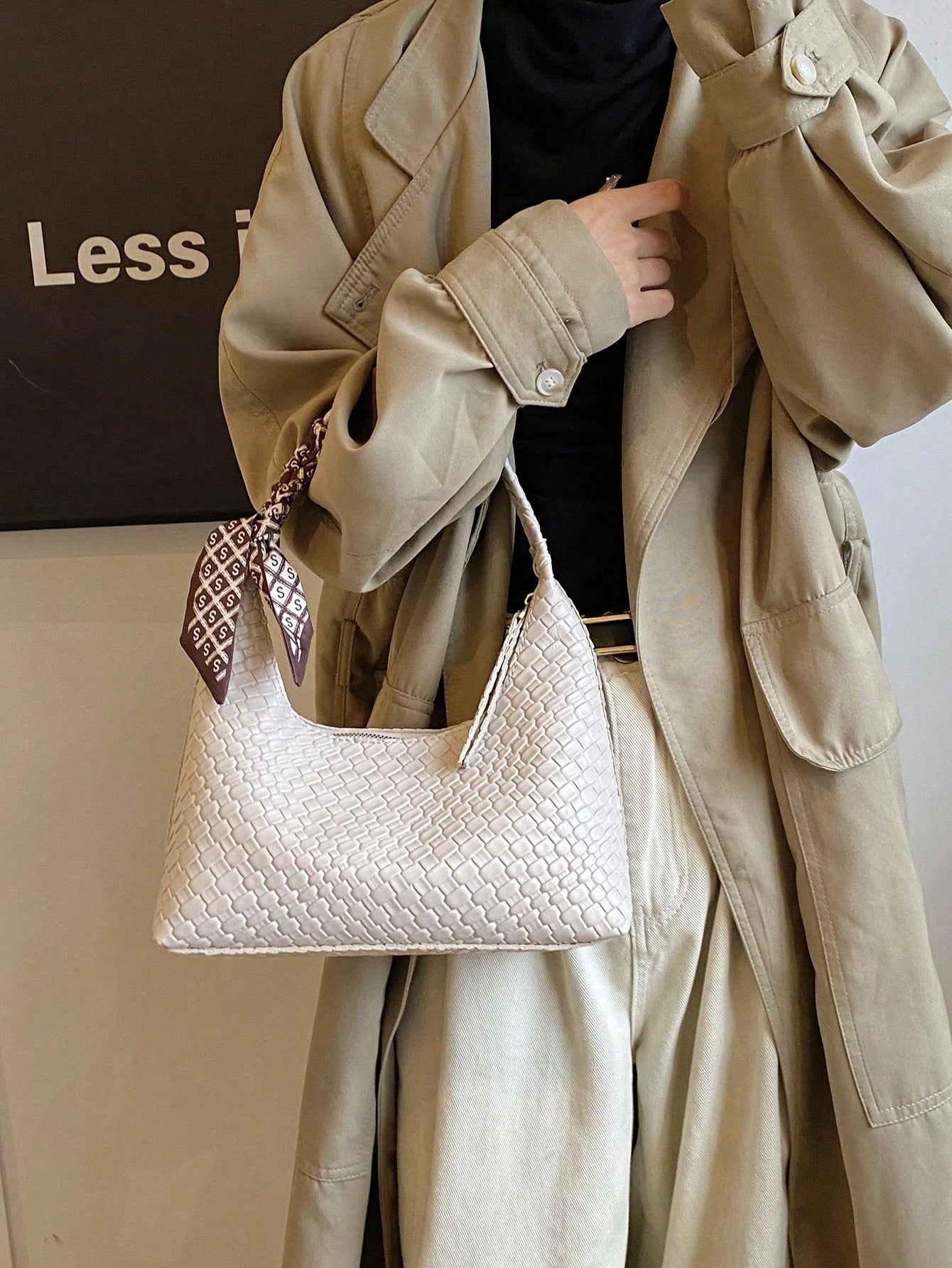 Minimalist Women's Shoulder Bag With Scarf