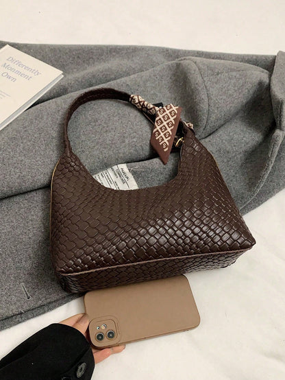 Minimalist Women's Shoulder Bag With Scarf