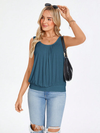 Wildy Solid Scoop Neck Tank Top