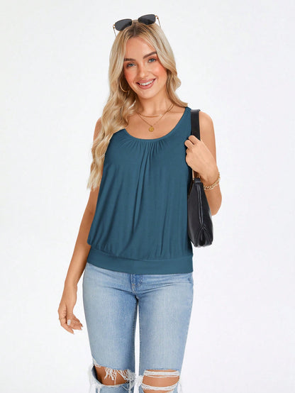 Wildy Solid Scoop Neck Tank Top