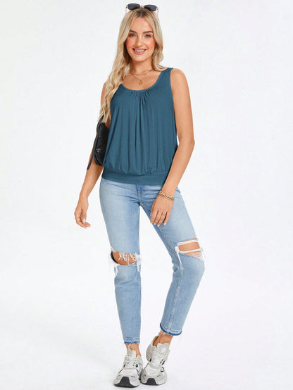 Wildy Solid Scoop Neck Tank Top