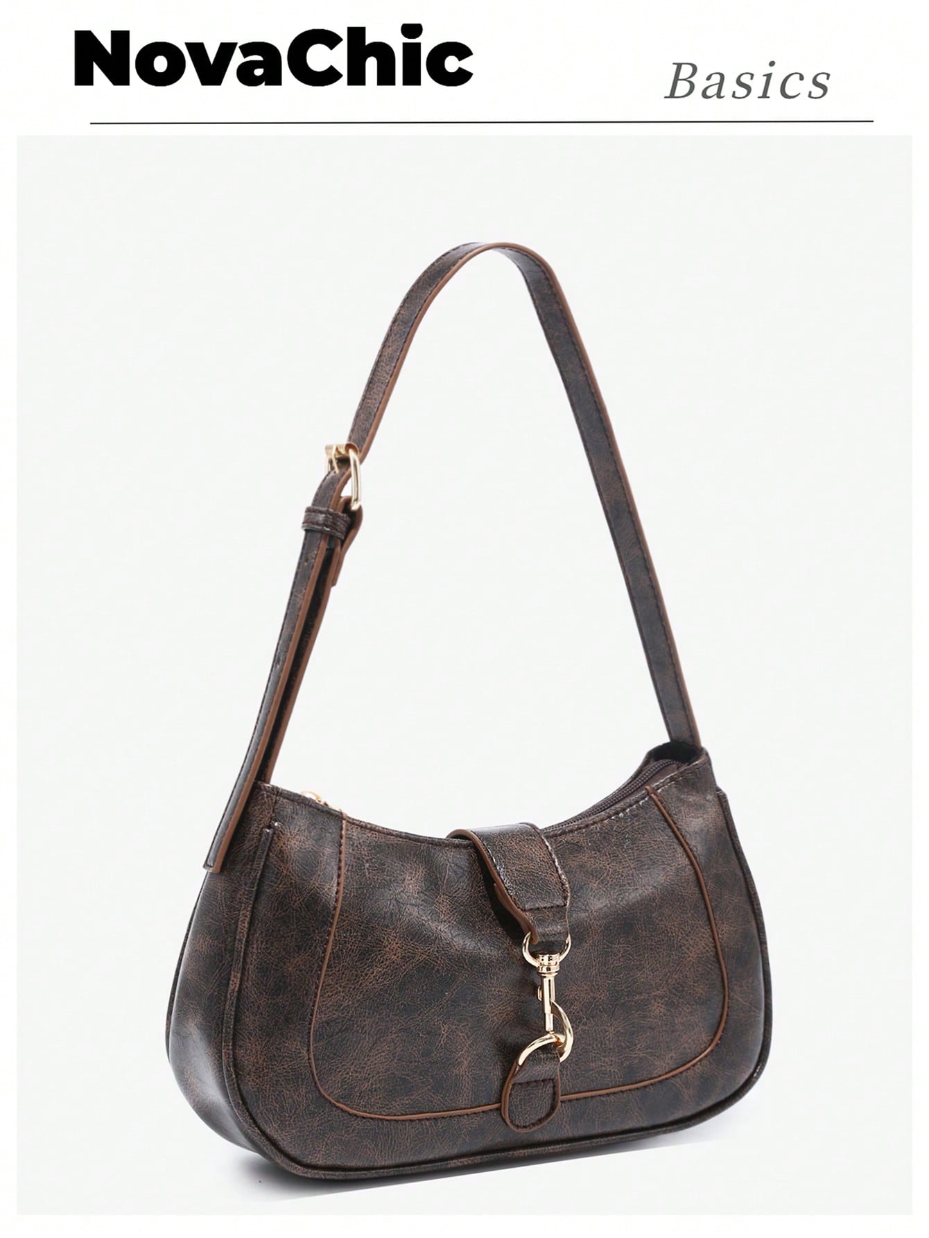 1pc Novachic Women Floral Fabric Casual Shoulder Bag, Zipper Closure, Vintage Style, Underarm Bag, Suitable For Various Occasions