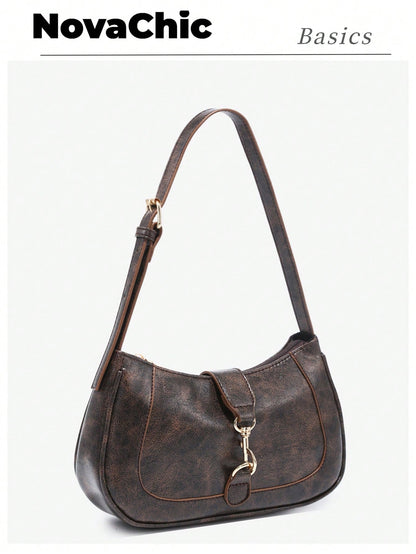 1pc Novachic Women Floral Fabric Casual Shoulder Bag, Zipper Closure, Vintage Style, Underarm Bag, Suitable For Various Occasions