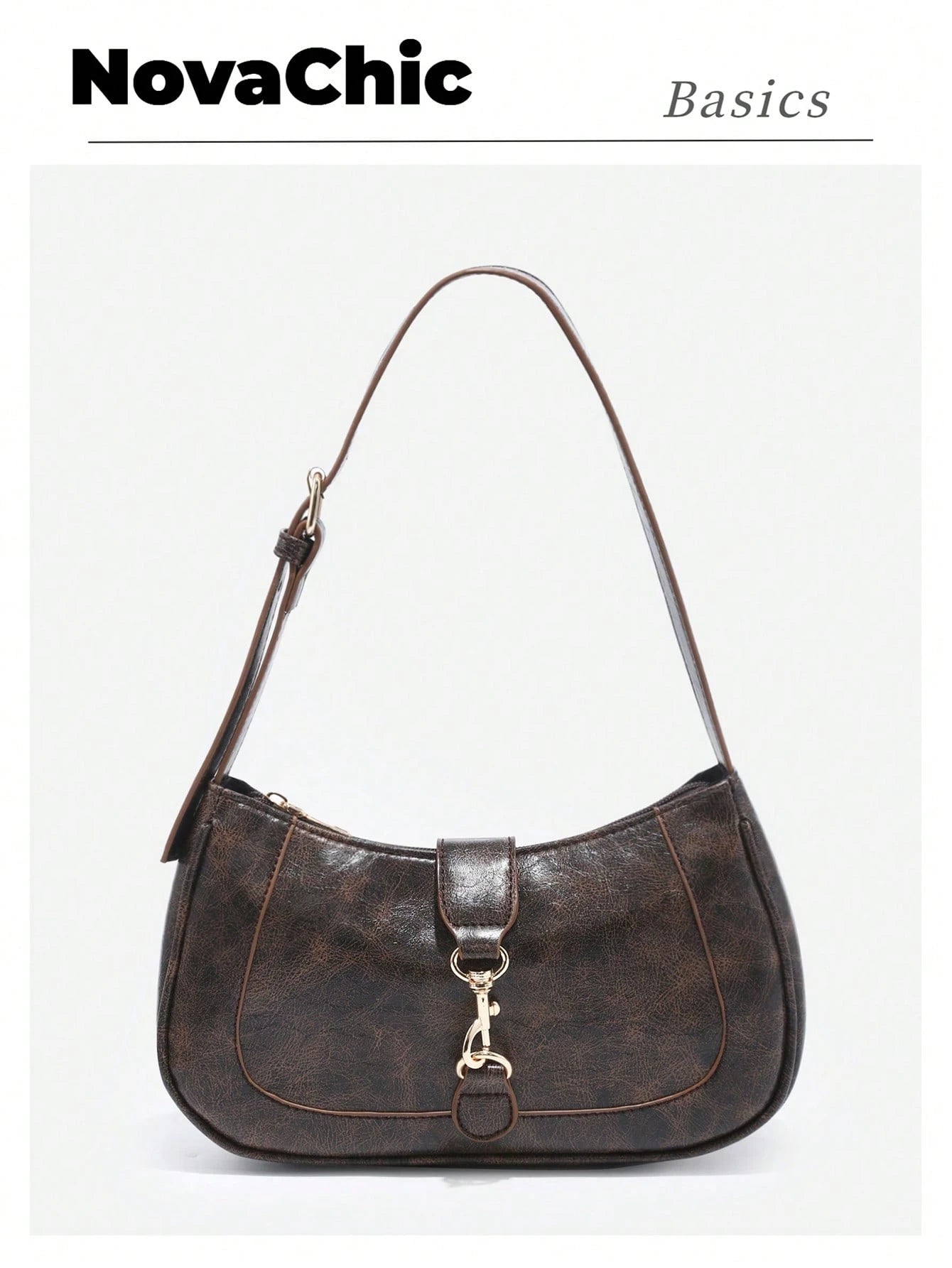 1pc Novachic Women Floral Fabric Casual Shoulder Bag, Zipper Closure, Vintage Style, Underarm Bag, Suitable For Various Occasions