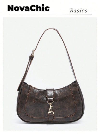 1pc Novachic Women Floral Fabric Casual Shoulder Bag, Zipper Closure, Vintage Style, Underarm Bag, Suitable For Various Occasions