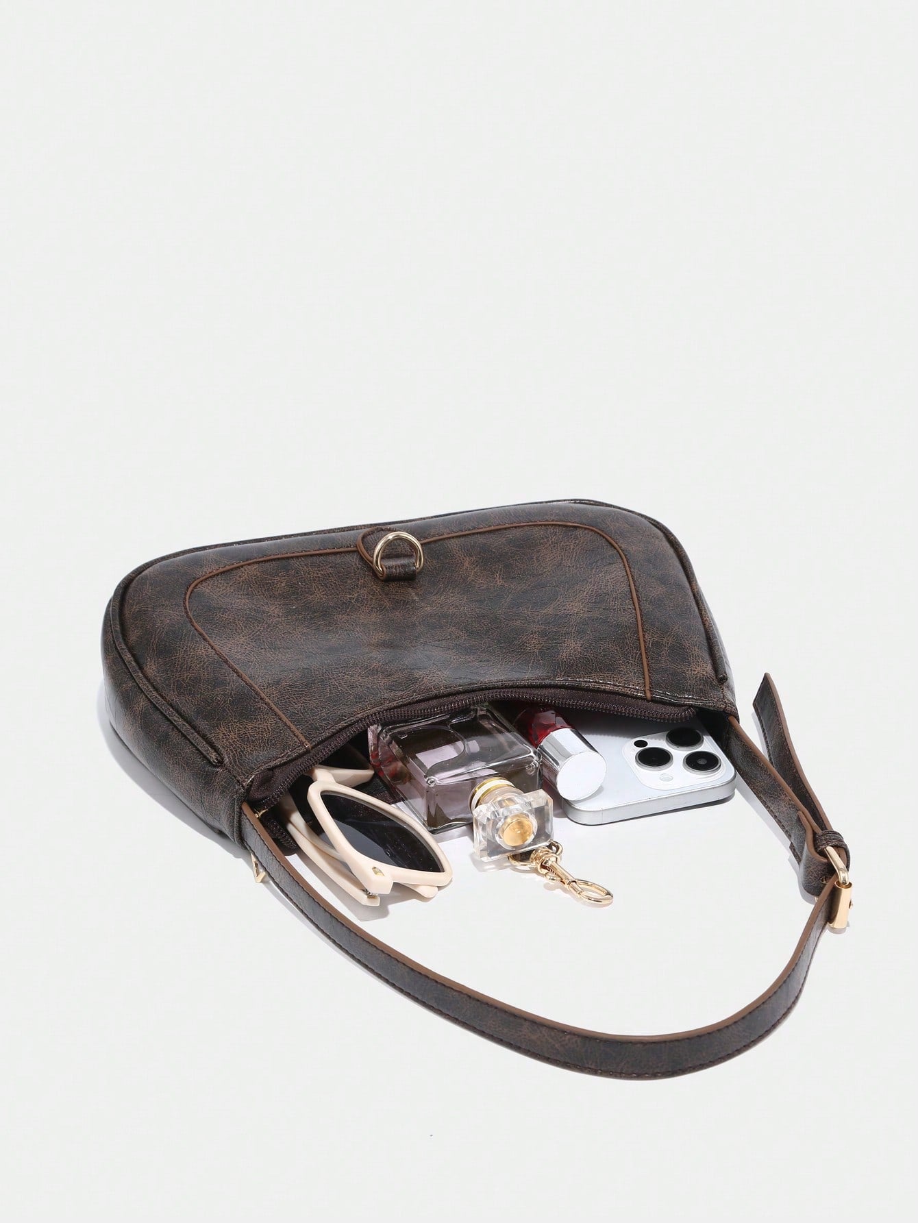 1pc Novachic Women Floral Fabric Casual Shoulder Bag, Zipper Closure, Vintage Style, Underarm Bag, Suitable For Various Occasions