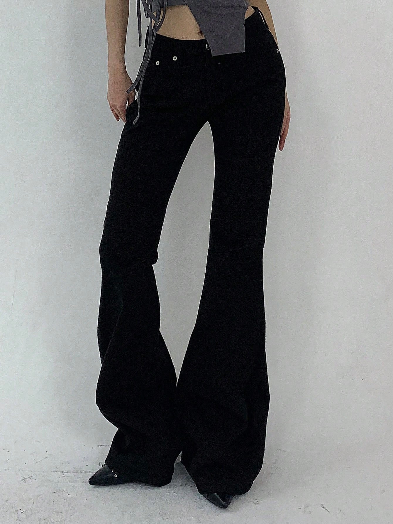 DAZY Women Casual Pocketed Denim Flared Pants