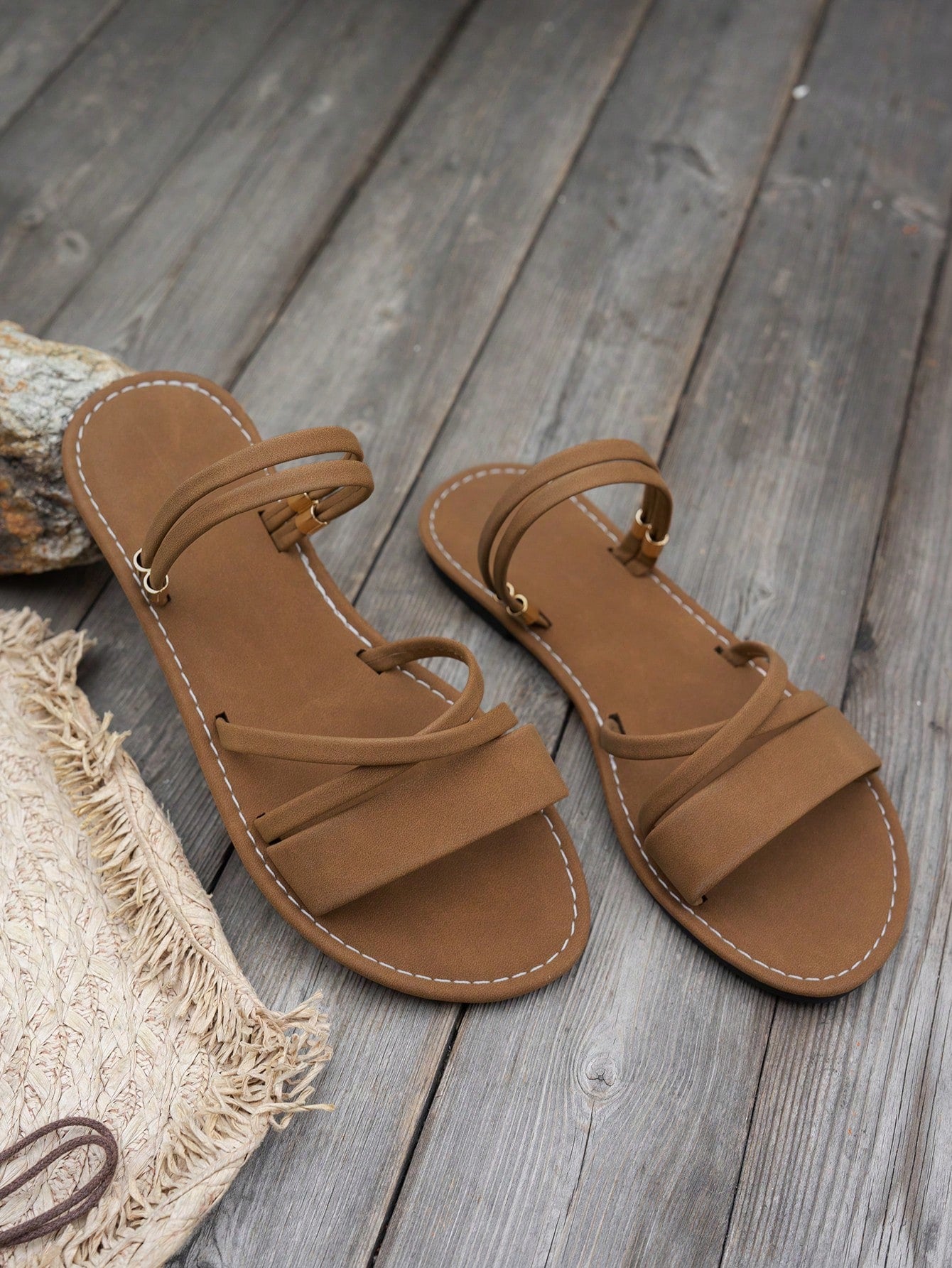 2025 New Summer Simple Versatile Open Toe Outdoor/Indoor Roman Flat Sandals