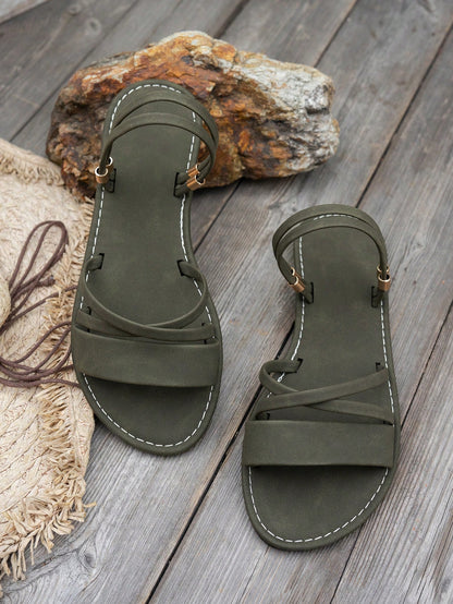 2025 New Summer Simple Versatile Open Toe Outdoor/Indoor Roman Flat Sandals