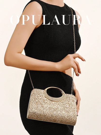 OpulAura Women's Fashion Sparkling Crystal Rhinestone Evening Clutch Bag, Glitzy Luxury Diamond Studded Formal Dress Purse, Suitable For Gala, Party, Birthday, Wedding, As Birthday Gift