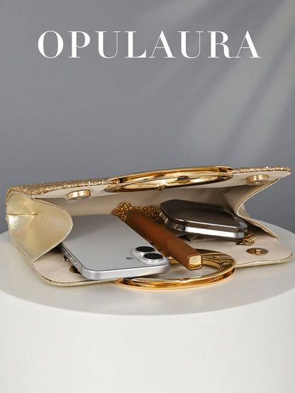 OpulAura Women's Fashion Sparkling Crystal Rhinestone Evening Clutch Bag, Glitzy Luxury Diamond Studded Formal Dress Purse, Suitable For Gala, Party, Birthday, Wedding, As Birthday Gift