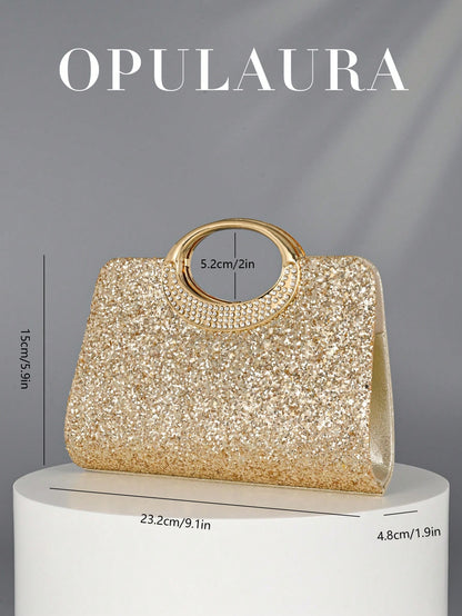 OpulAura Women's Fashion Sparkling Crystal Rhinestone Evening Clutch Bag, Glitzy Luxury Diamond Studded Formal Dress Purse, Suitable For Gala, Party, Birthday, Wedding, As Birthday Gift