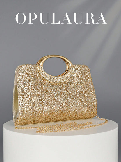 OpulAura Women's Fashion Sparkling Crystal Rhinestone Evening Clutch Bag, Glitzy Luxury Diamond Studded Formal Dress Purse, Suitable For Gala, Party, Birthday, Wedding, As Birthday Gift