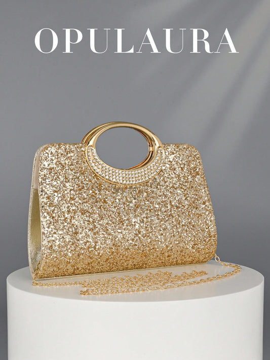 OpulAura Women's Fashion Sparkling Crystal Rhinestone Evening Clutch Bag, Glitzy Luxury Diamond Studded Formal Dress Purse, Suitable For Gala, Party, Birthday, Wedding, As Birthday Gift