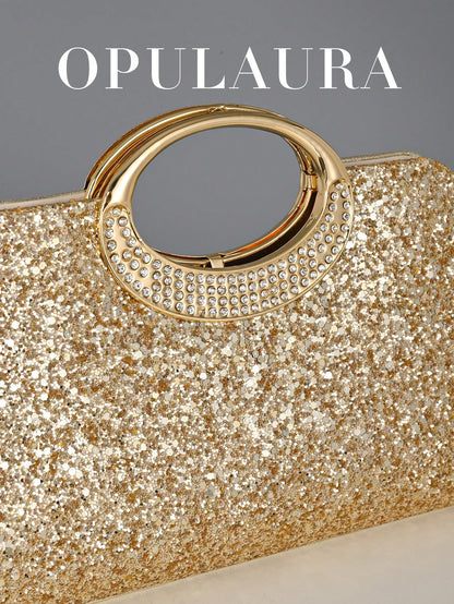 OpulAura Women's Fashion Sparkling Crystal Rhinestone Evening Clutch Bag, Glitzy Luxury Diamond Studded Formal Dress Purse, Suitable For Gala, Party, Birthday, Wedding, As Birthday Gift