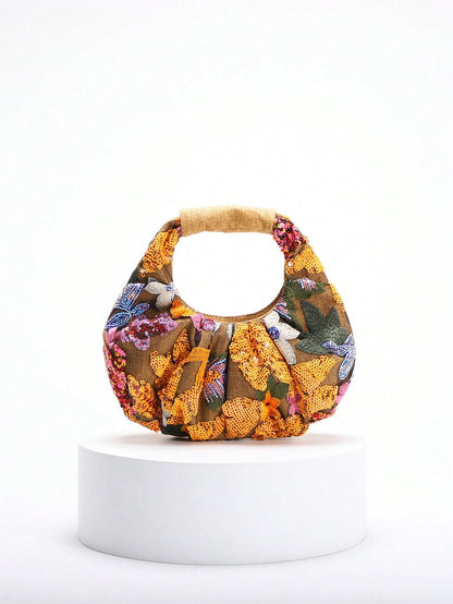 2024 Spring New Arrival Women Handbag, One Piece Of Solid Color Pearl Glossy PU Cloud Bag, Fashionable And Concise Stitching Design With Elegant Elegant For Lady, Foldable And Wrinkled Bag Style.