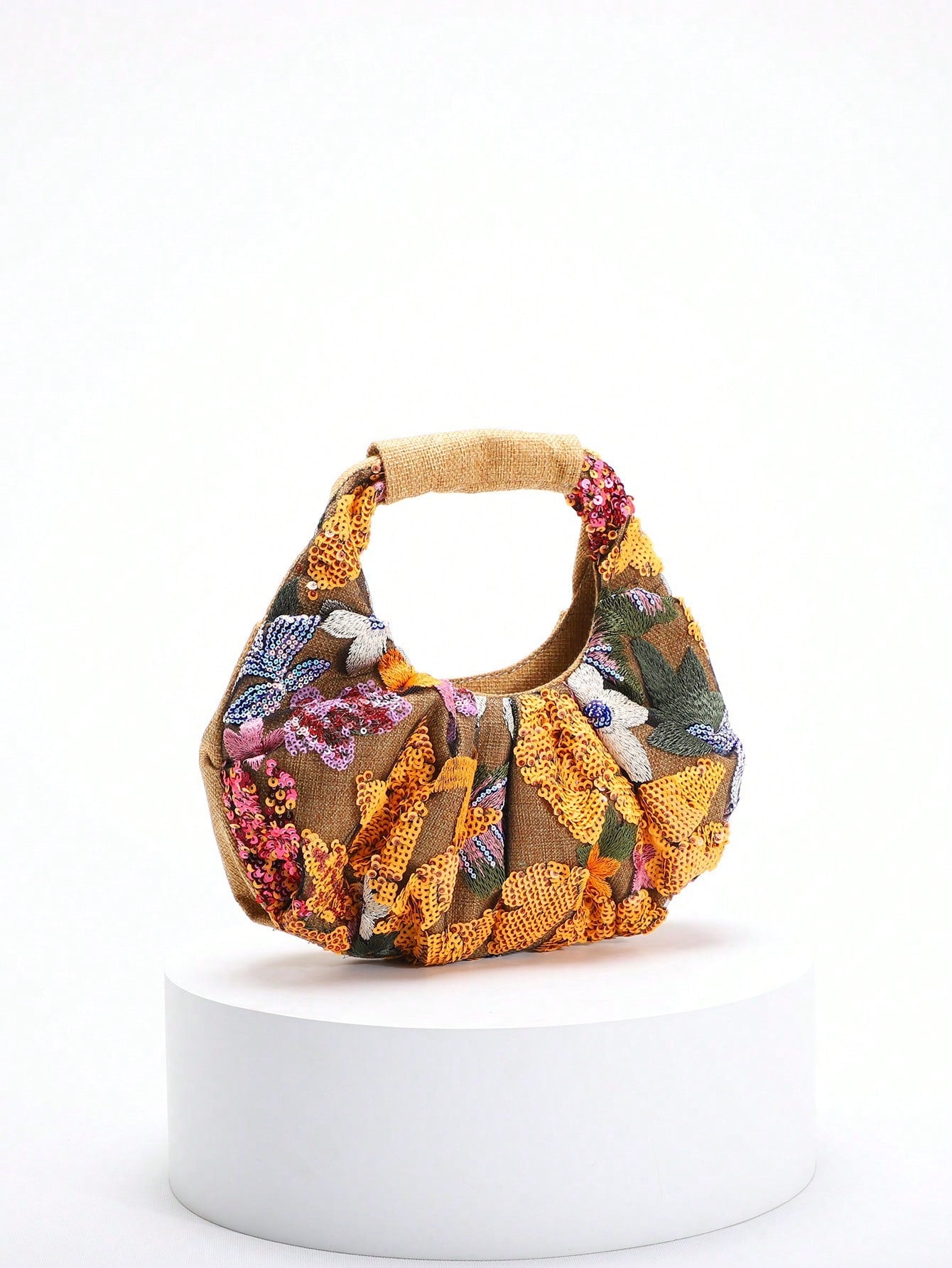 2024 Spring New Arrival Women Handbag, One Piece Of Solid Color Pearl Glossy PU Cloud Bag, Fashionable And Concise Stitching Design With Elegant Elegant For Lady, Foldable And Wrinkled Bag Style.