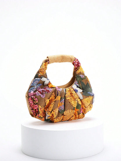 2024 Spring New Arrival Women Handbag, One Piece Of Solid Color Pearl Glossy PU Cloud Bag, Fashionable And Concise Stitching Design With Elegant Elegant For Lady, Foldable And Wrinkled Bag Style.