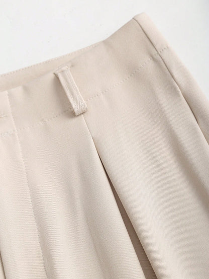 Sweetra Vintage Elegant Jacquard Pleated Wide-Leg Pants For Women, Autumn/Winter Fall Cloth For Women