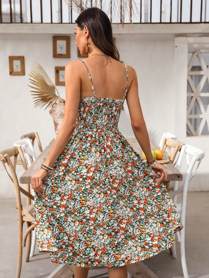 Breezaya Women's Long Ditsy Floral Slip Dress, Backless, Slit, Figure-Flattering, Stylish For Party/Date