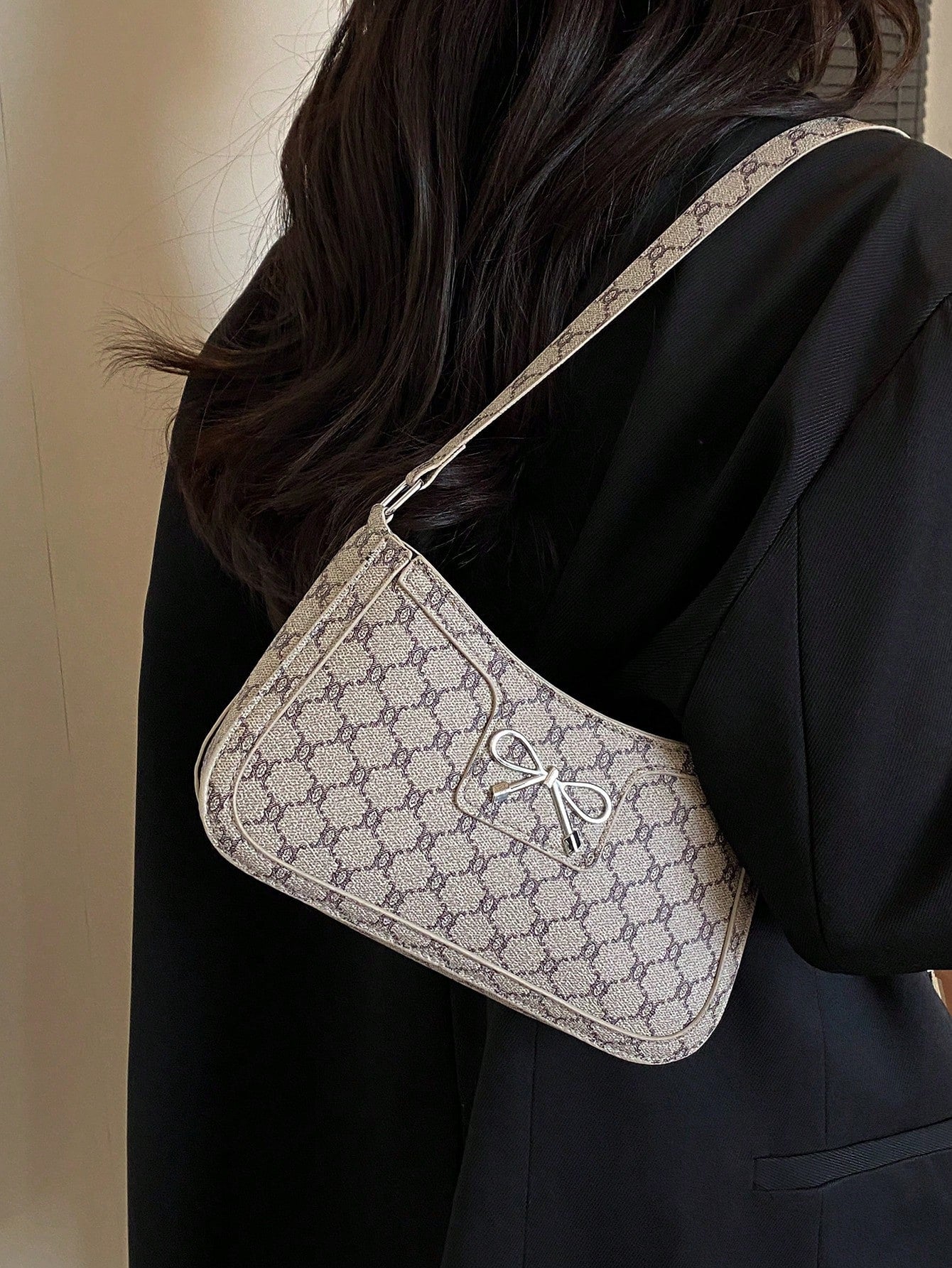 Elegant Crescent-Shaped Underarm Shoulder Bag For Women, Chic Casual Fashion, Solid Color Underarm Bag