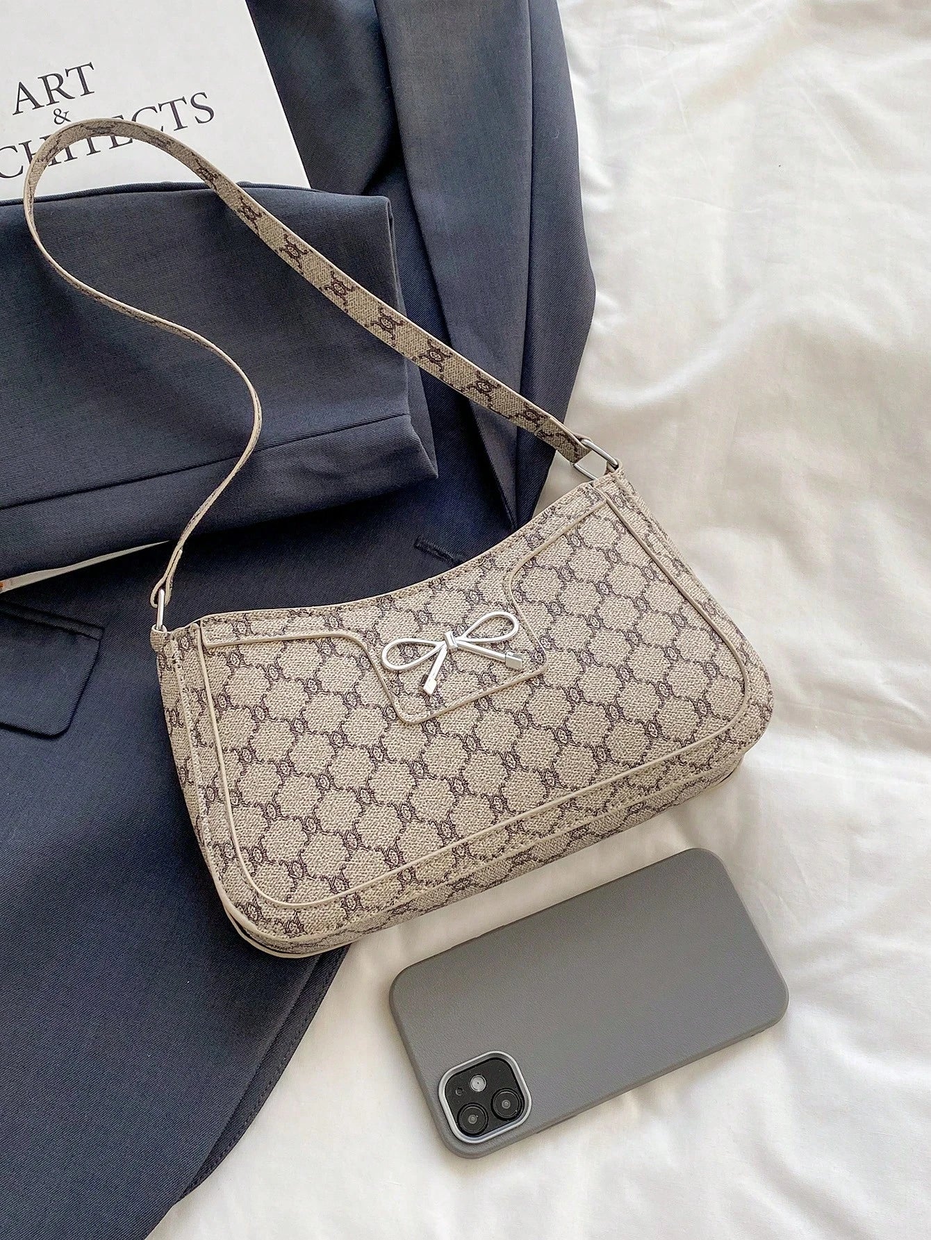 Elegant Crescent-Shaped Underarm Shoulder Bag For Women, Chic Casual Fashion, Solid Color Underarm Bag