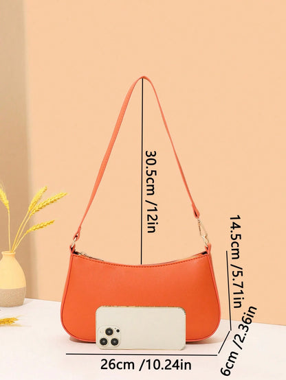 Artificial Patent Leather Minimalist Hobo Bag, Perfect For Music Festival