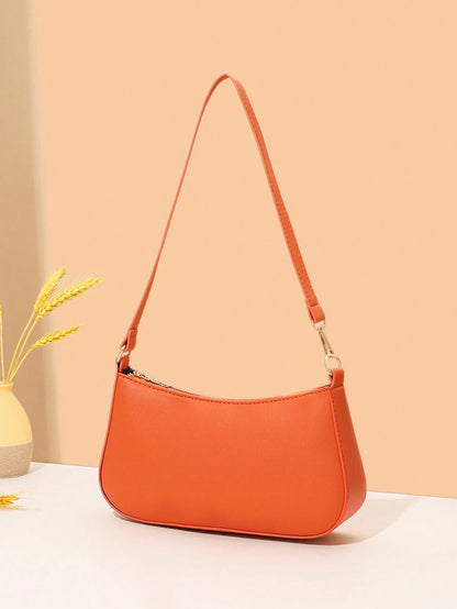 Artificial Patent Leather Minimalist Hobo Bag, Perfect For Music Festival