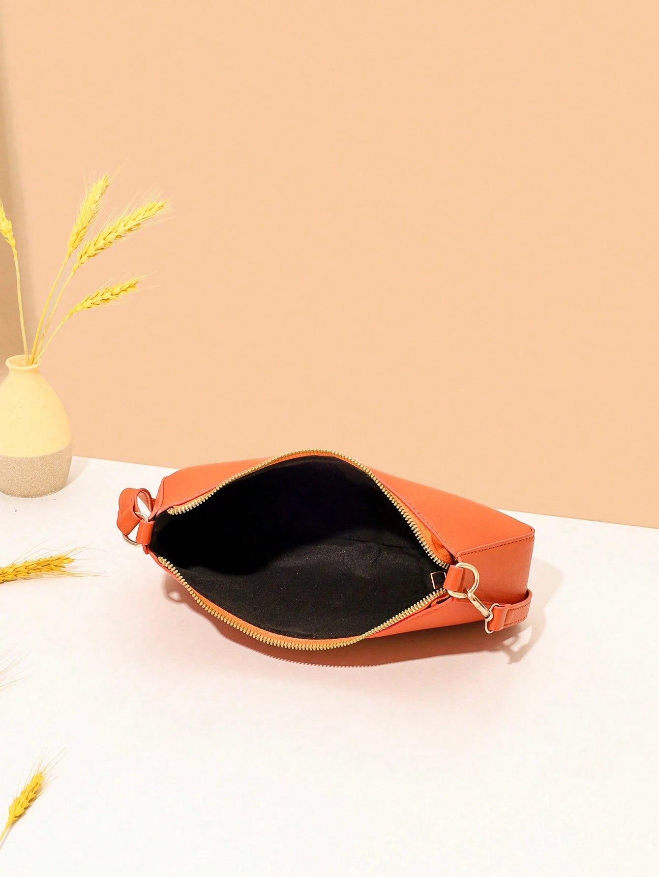 Artificial Patent Leather Minimalist Hobo Bag, Perfect For Music Festival