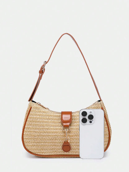 1pc Novachic Women Floral Fabric Casual Shoulder Bag, Zipper Closure, Vintage Style, Underarm Bag, Suitable For Various Occasions