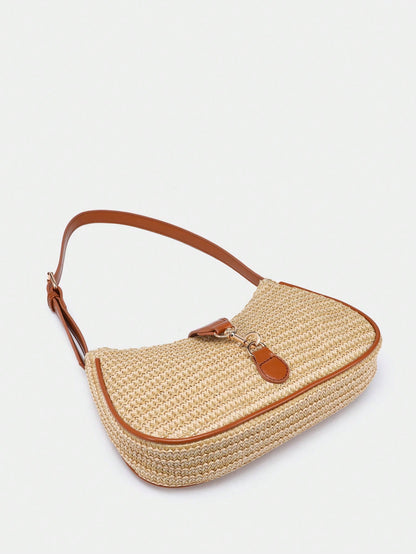 1pc Novachic Women Floral Fabric Casual Shoulder Bag, Zipper Closure, Vintage Style, Underarm Bag, Suitable For Various Occasions