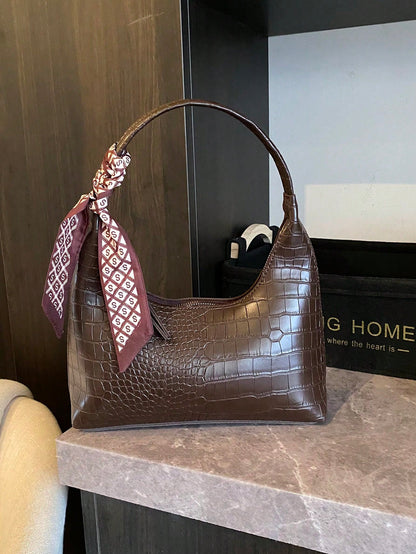 Minimalist Women's Shoulder Bag With Scarf